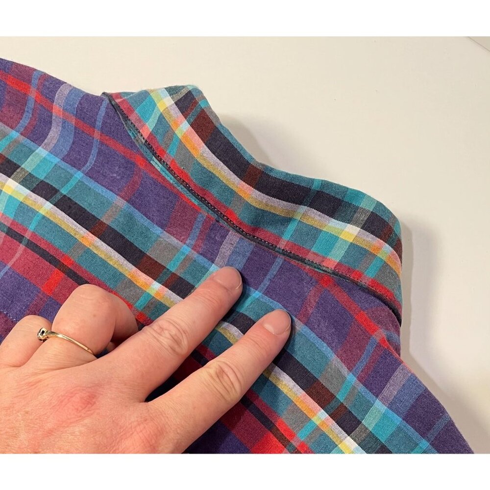 Vtg Circa Now Womens Plaid Button Up Top Size 8 Preppy 90s Colorful Timeless Y2K - Picture 7 of 10